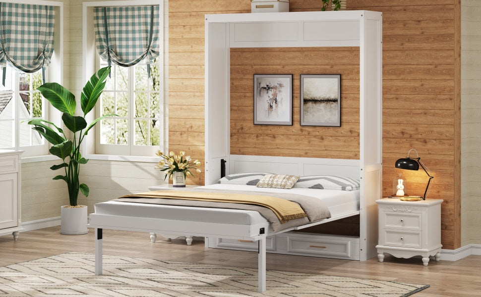 Full Size Murphy Bed with 2 Drawers