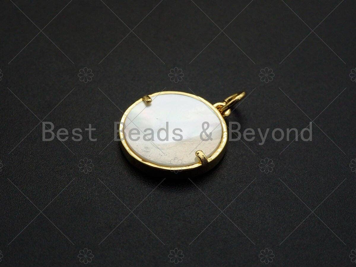 18K Gold CZ Micro Pave Love on Mother-of-pearl Pendant Charm, Cubic Zirconia Love Heart Charm, 16mm,sku#Z1117