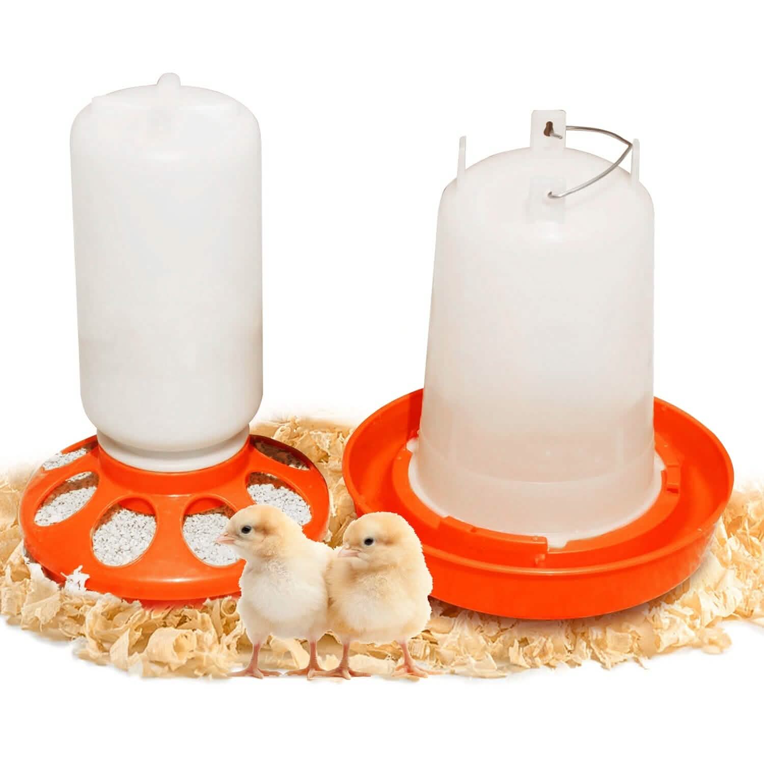 Lot mangeoire et abreuvoir pour poulets 1,5 L à hauteur réglable