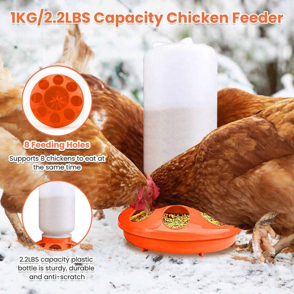 Lot mangeoire et abreuvoir pour poulets 1,5 L à hauteur réglable