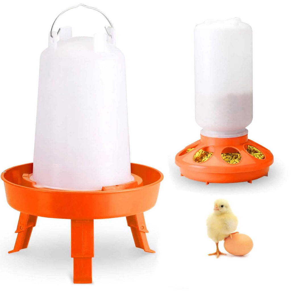 Lot mangeoire et abreuvoir pour poulets 1,5 L à hauteur réglable