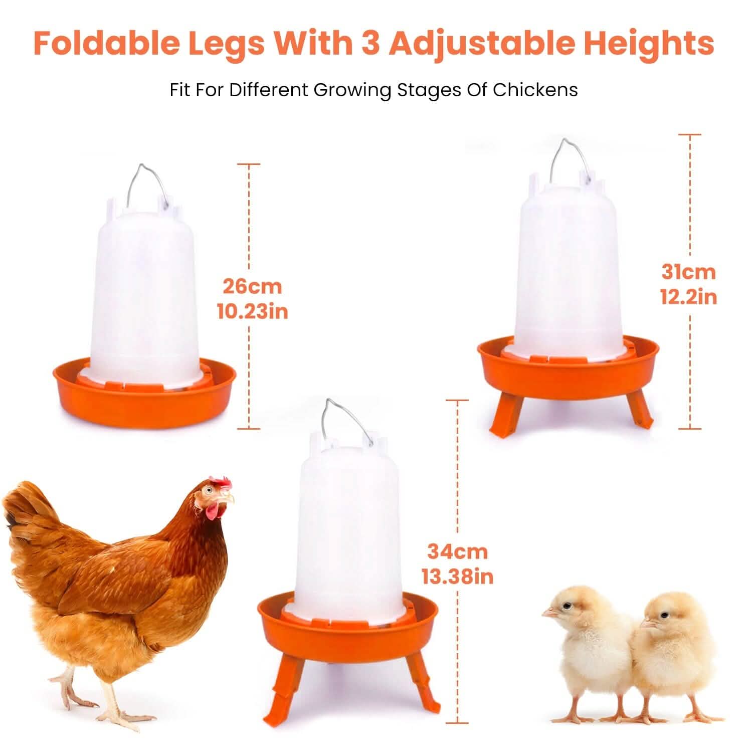 Lot mangeoire et abreuvoir pour poulets 1,5 L à hauteur réglable