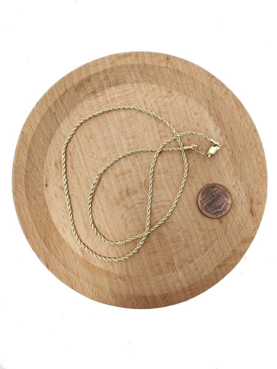 1.5mm Rope Chain Necklace - 14K Gold Plated Necklace Chain - 17.7 Inches Rope Necklace w/Lobster Clasps | CN-562  Clearance Pricing