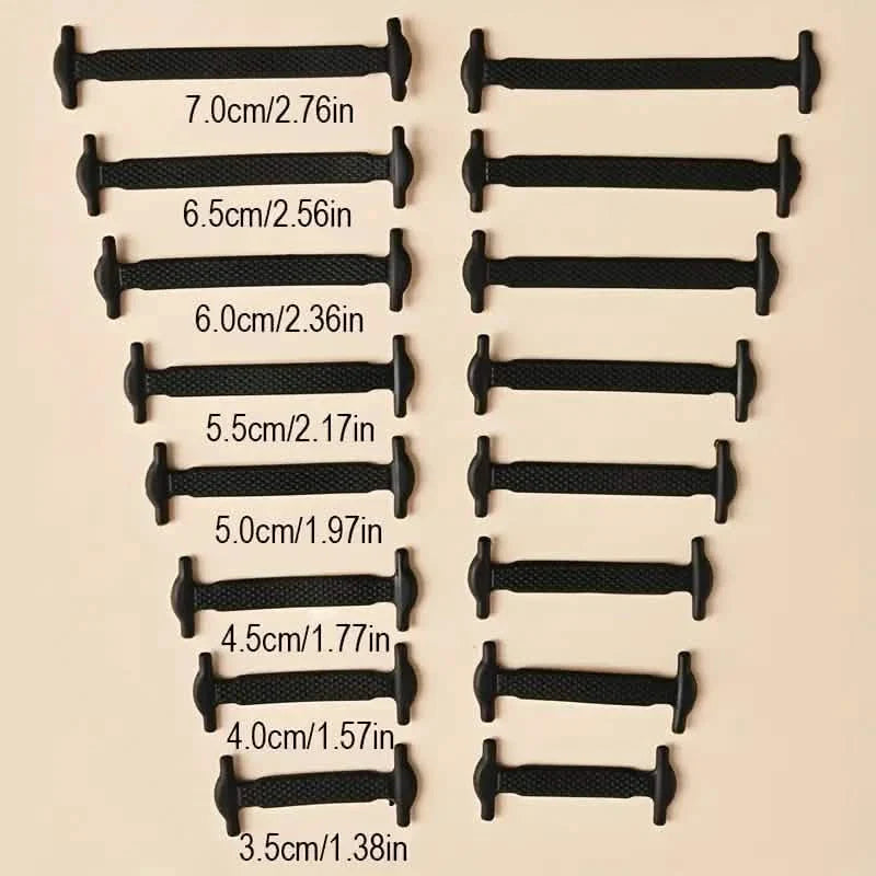 Lot de 16 : Lacets élastiques en silicone – Sans nœud pour chaussures de skate, décontractées et baskets