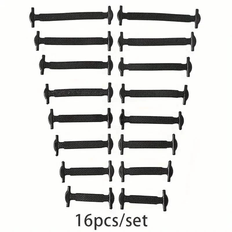 Lot de 16 : Lacets élastiques en silicone – Sans nœud pour chaussures de skate, décontractées et baskets