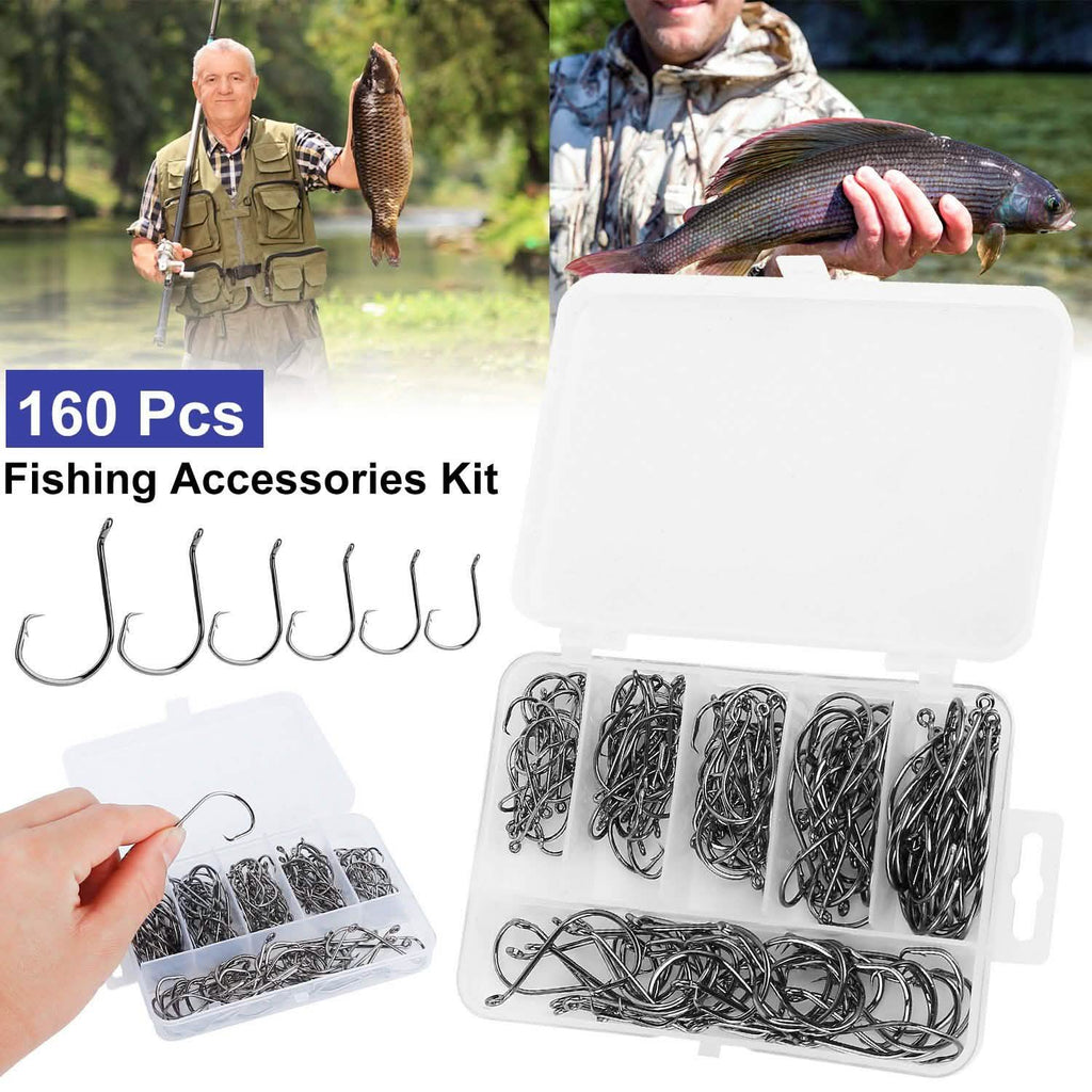 160-Piece: Offset Fishing Hooks Kit