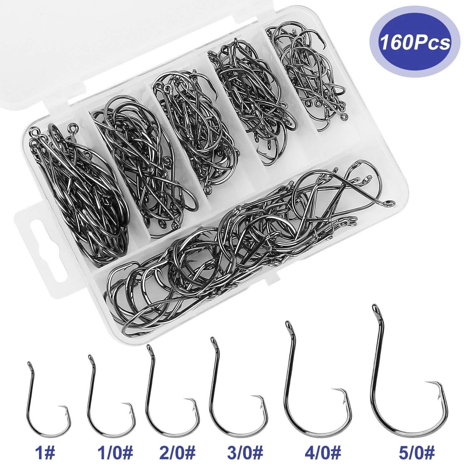 160-Piece: Offset Fishing Hooks Kit