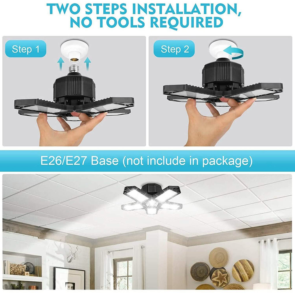 Plafonnier de garage 16000LM avec 6 panneaux LED