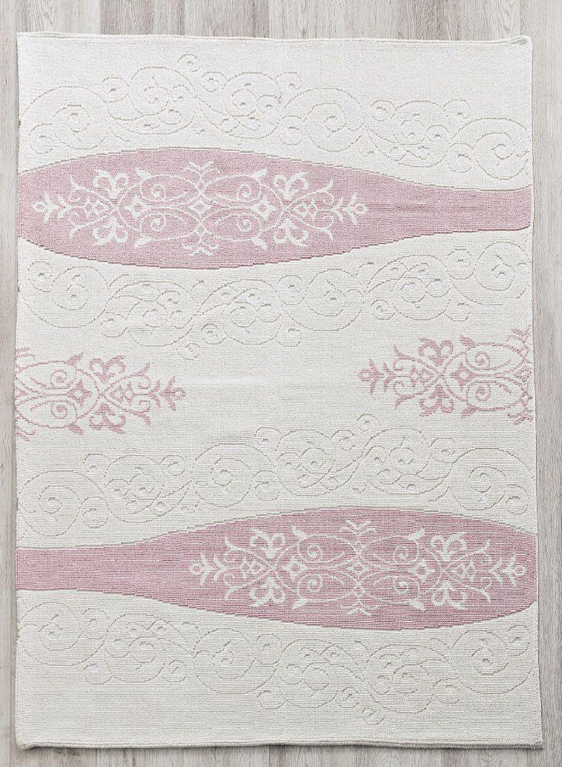 Vase 100% Cotton Washable Area Rug - Pink, White & Light Cream