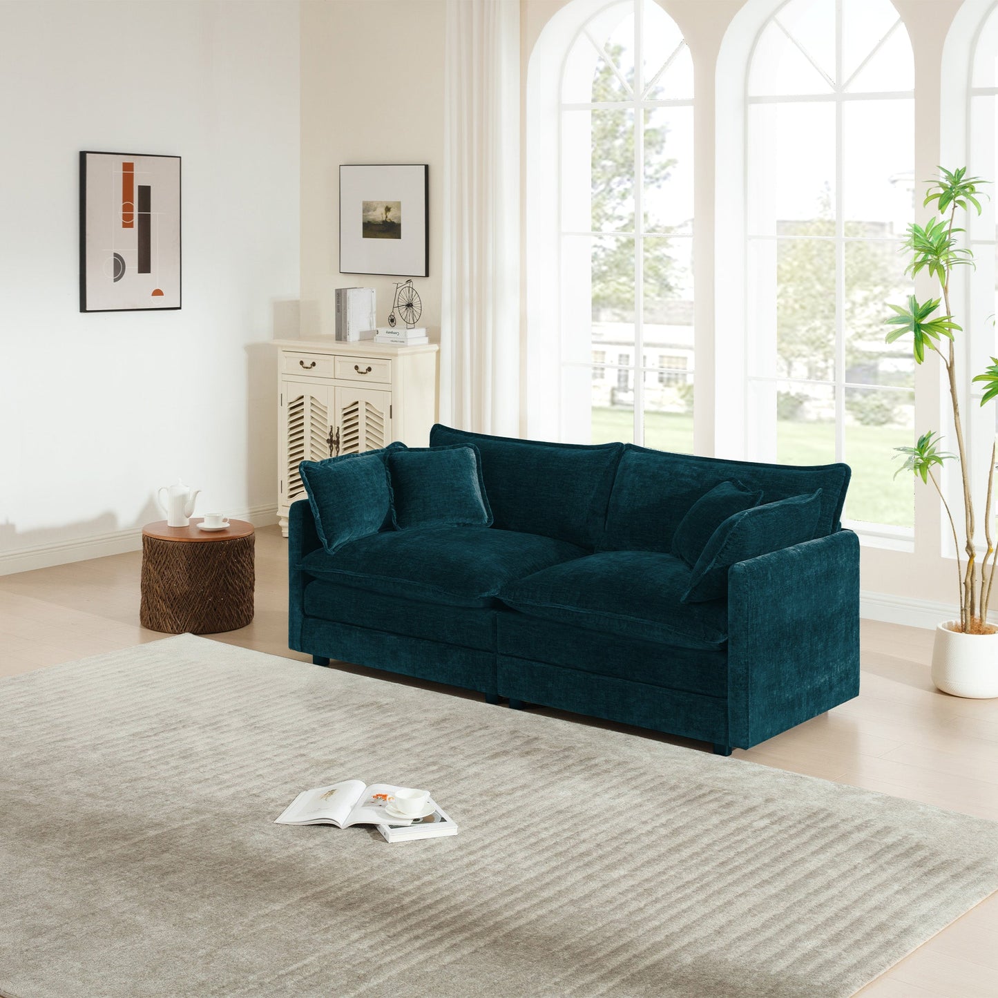 Modern Fabric Loveseat Sofa Couch for Living Room