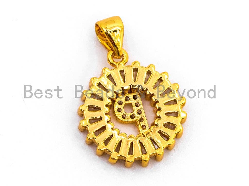 CZ Micro Pave Initial Letter P/Letter Q Charm, 16x18mm,sku#Z234