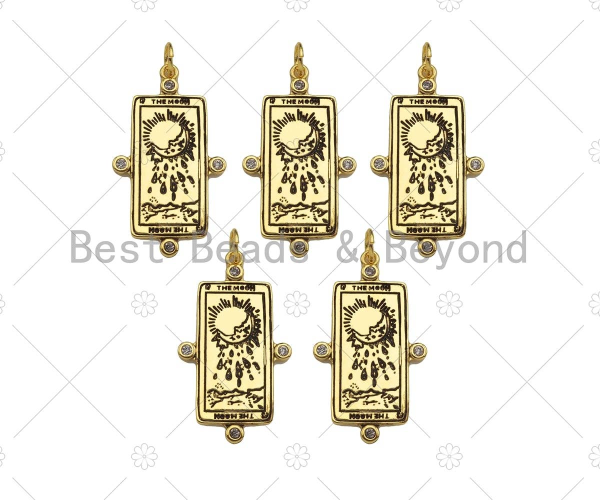 The moon Rectangle Pendant, Dog tag Charm,19x34mm,Sku#Z1348