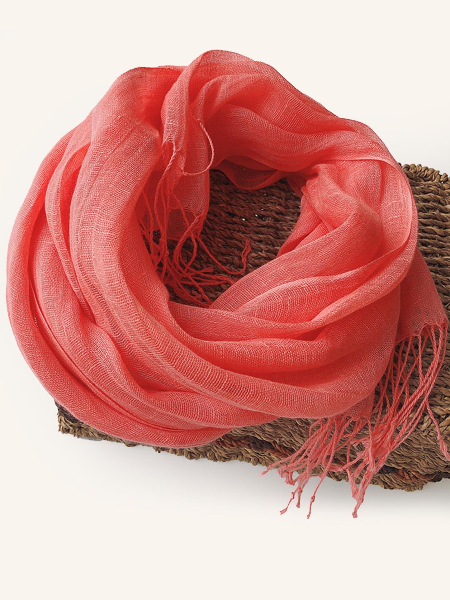 100% Linen Lightweight Solid Color Scarf BIANCA