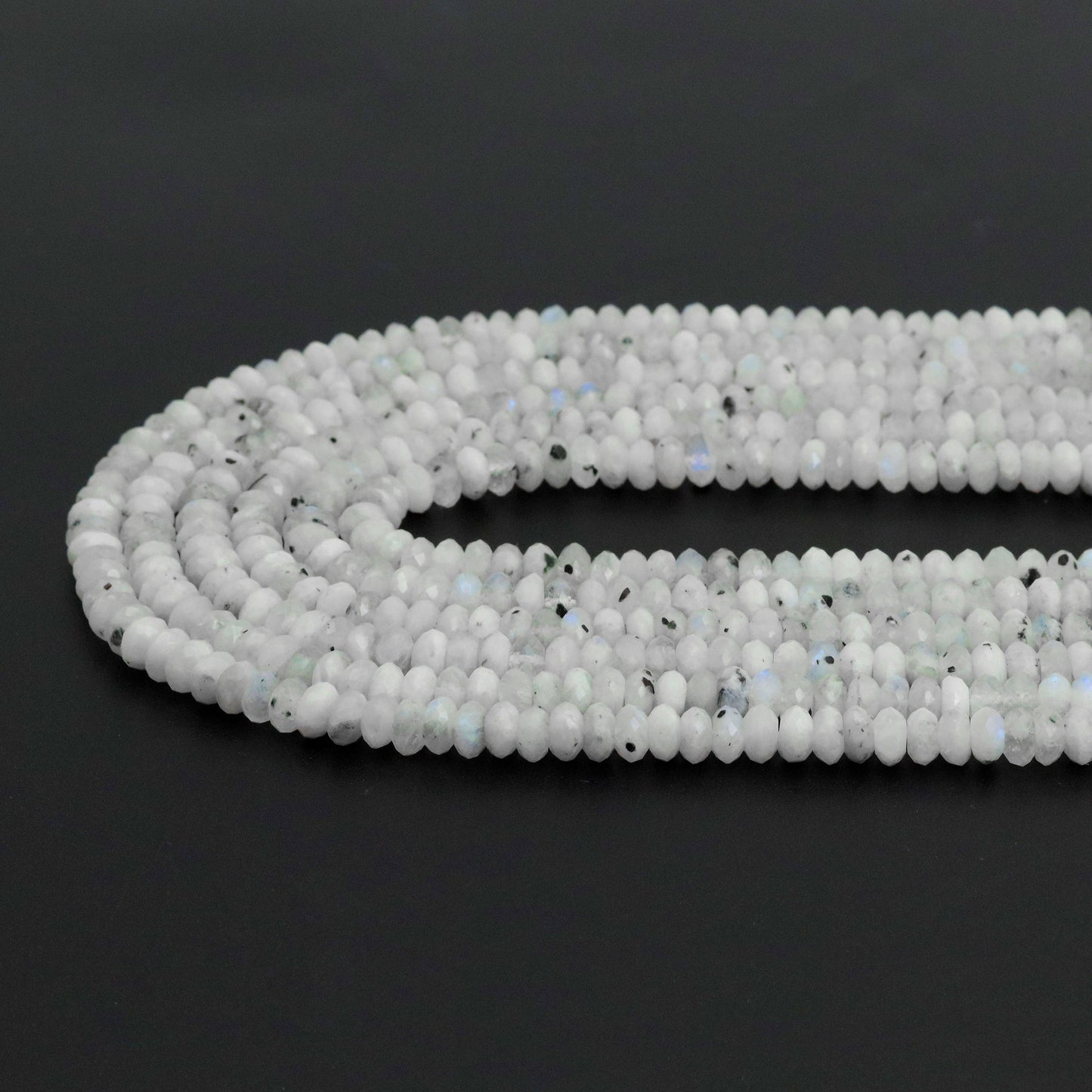 5x8mm Tourmalated Moonstone Rondelle Beads, Sku#U1947