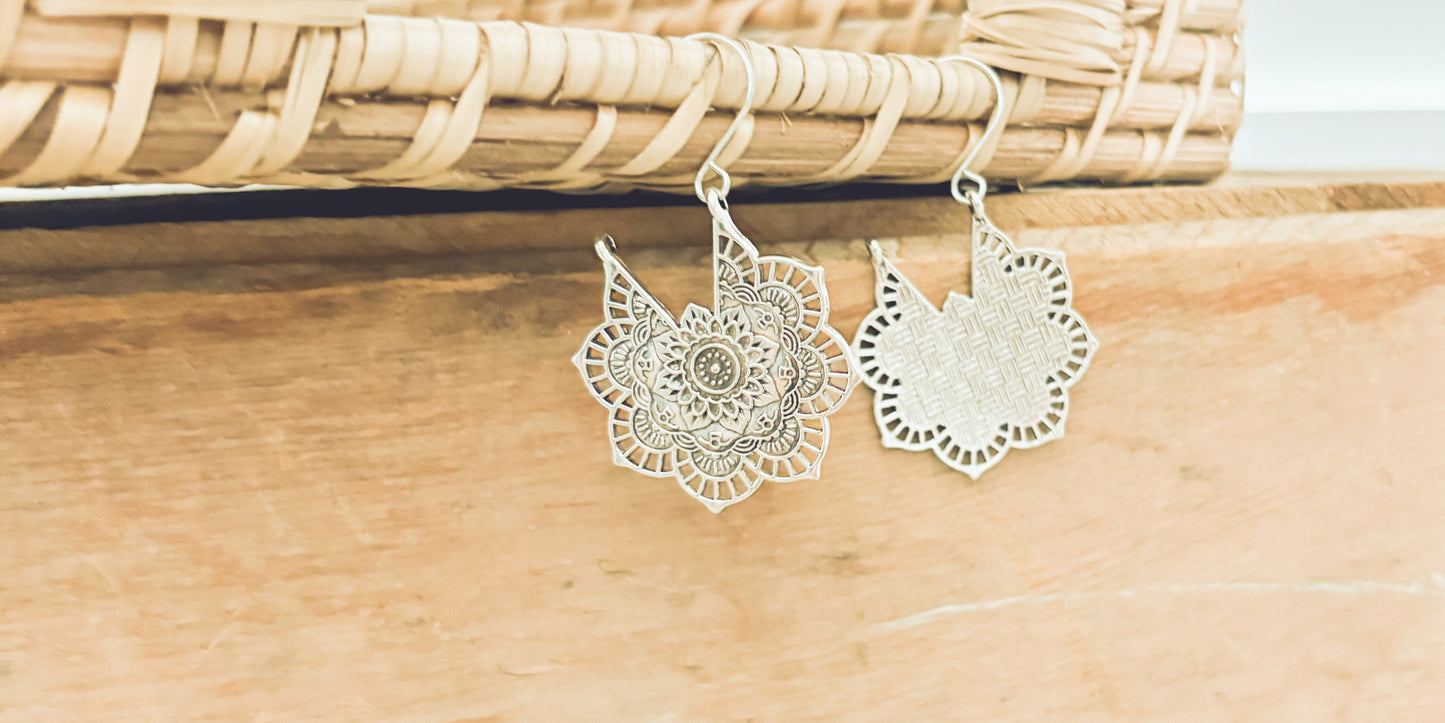 Beautiful Gold or Silver Mandala Earrings