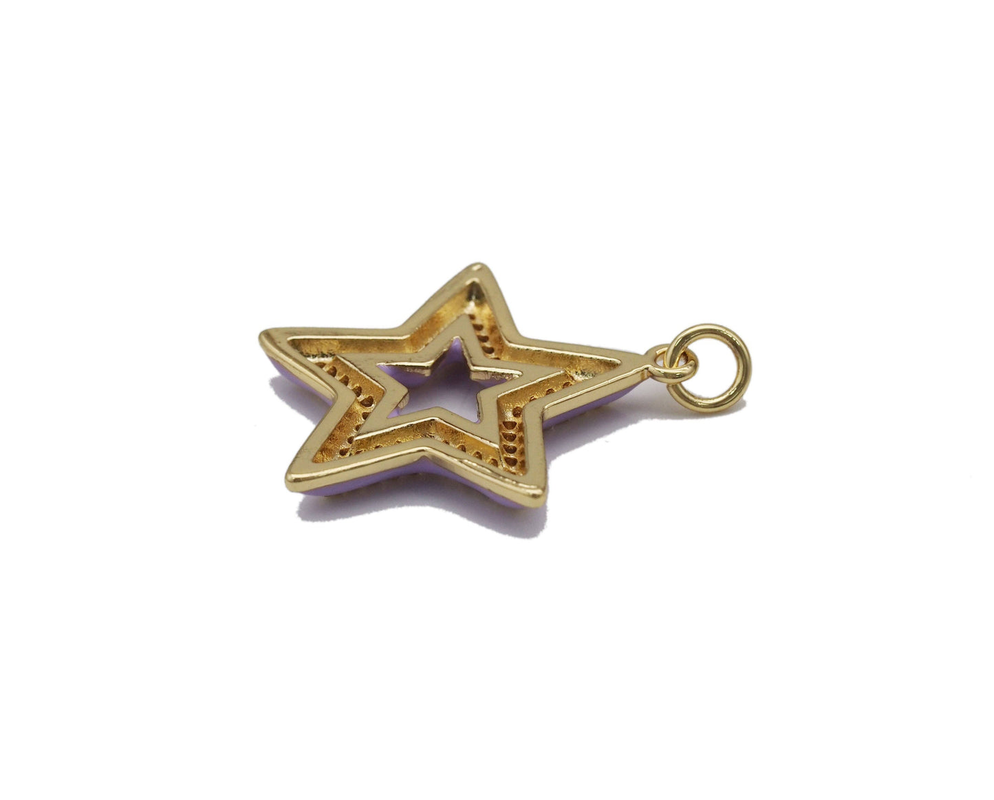 CZ Colorful Enamel Five Point Star Charm, Sku#F1509