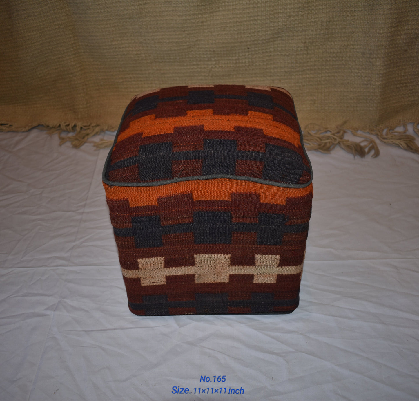 One of a Kind Kilim Rug Pouf Ottoman foot stool - #165