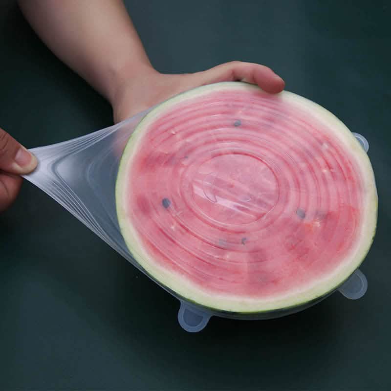 6パック：再利用可能シリコンストレッチ蓋