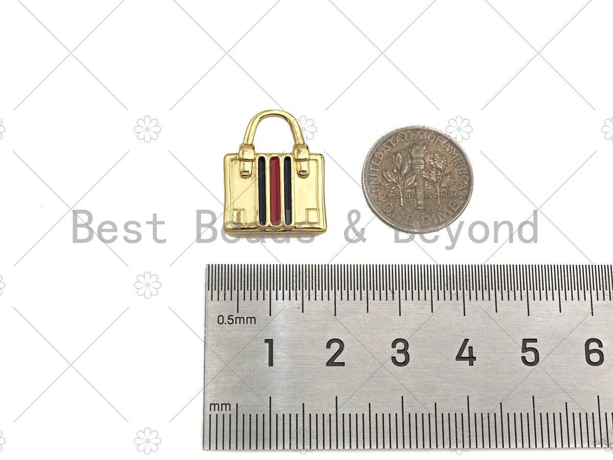 Colorful Enamel Lady Bag Shape Pendant/Charm,18K Dainty Gold Charm, Necklace Bracelet Charm Pendant,16x20mm, Sku#LK276