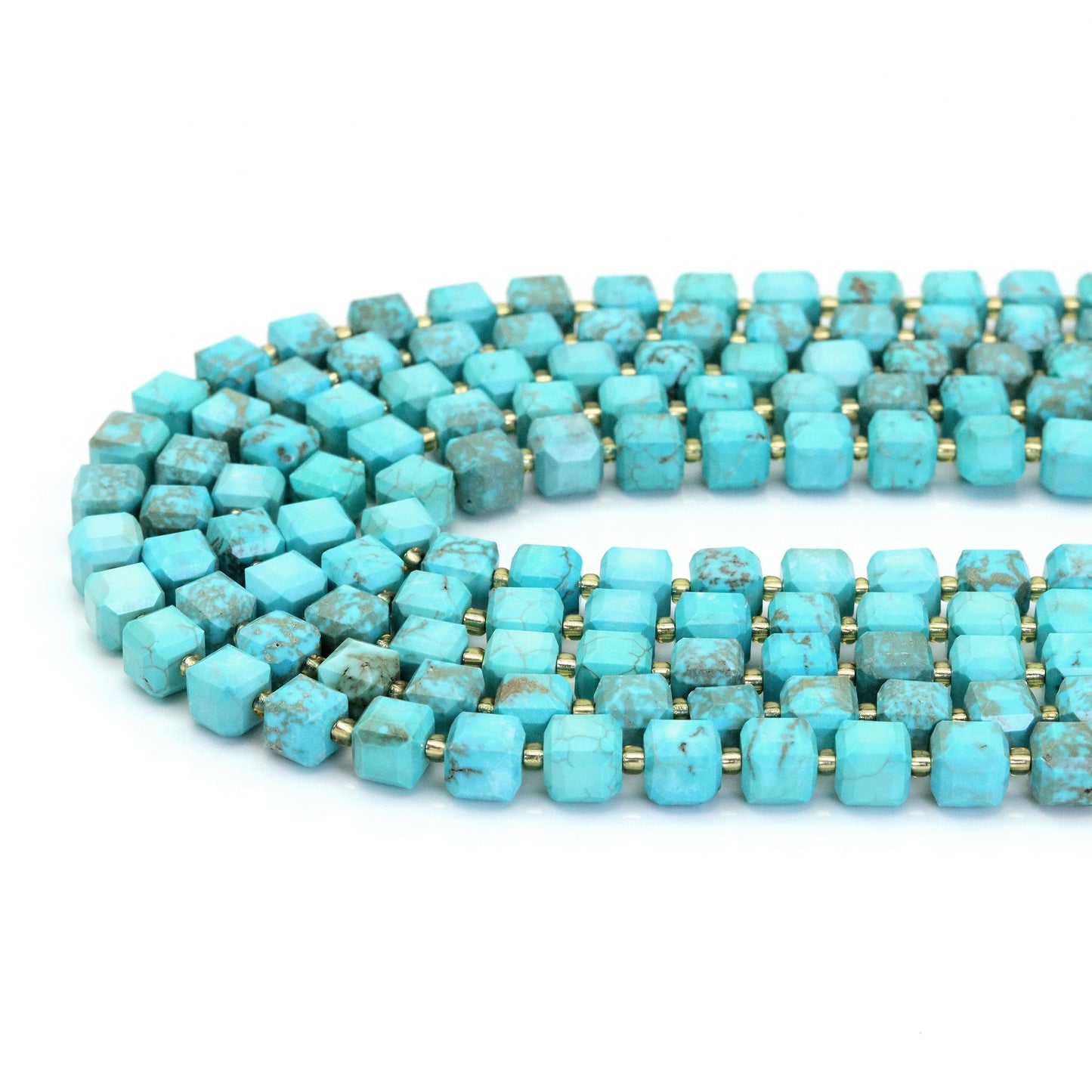 8mm Blue Turquoise Faceted Cube Beads, Sku#U1828