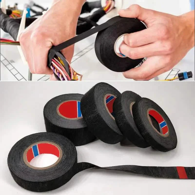 5-Meter Heat-Resistant Electrical Tape – Black Polyester for Car & Cable Management