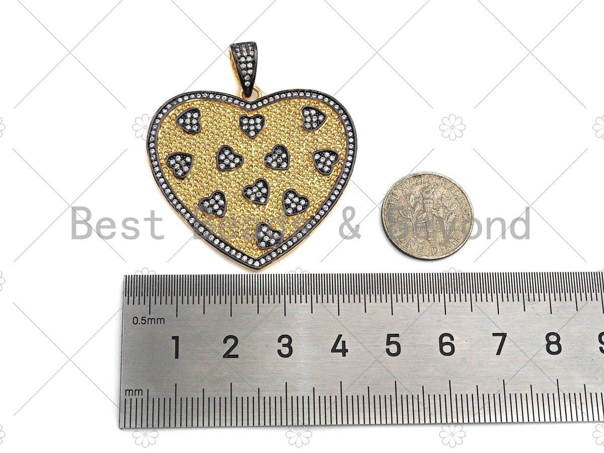 CZ Micro Pave Large Dual Color Heart  Sku#L279