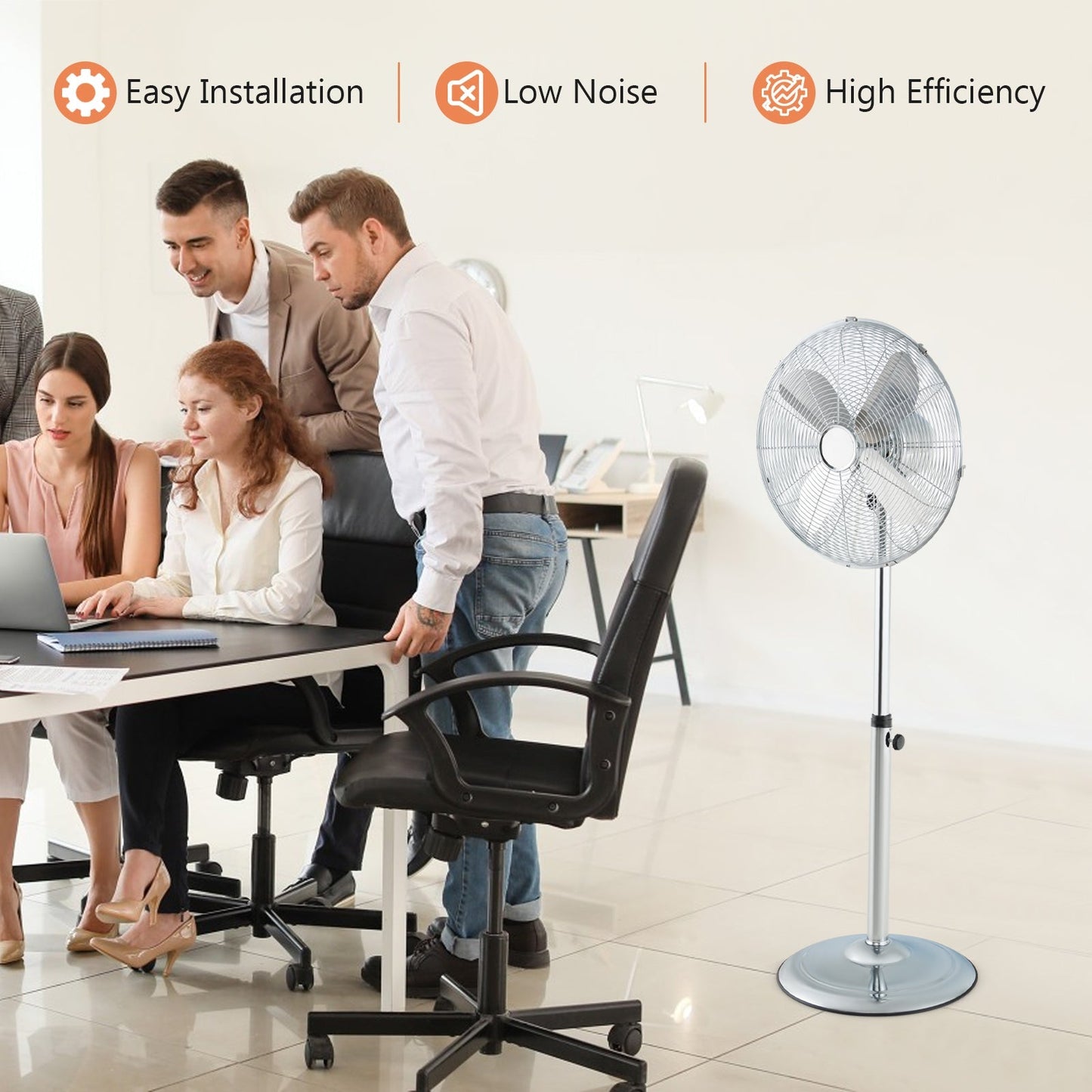 16 Inch Pedestal Standing Fan Oscillating Pedestal Fan with 3 Speeds and Adjustable Height