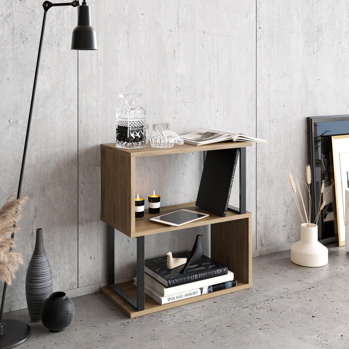 Lima 25'' Metal Wood Side End Table