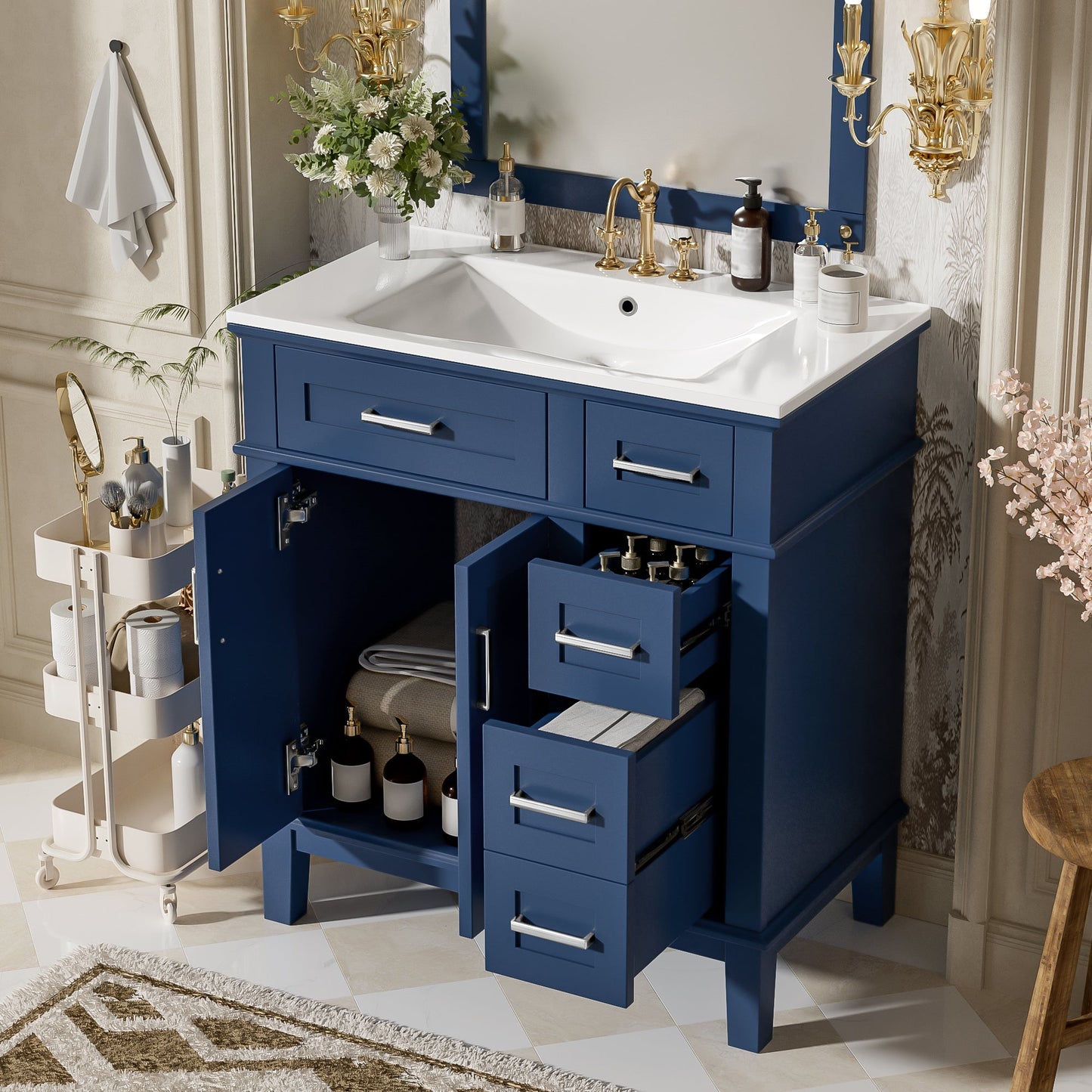 30" Bathroom Vanity with Ceramic Sink