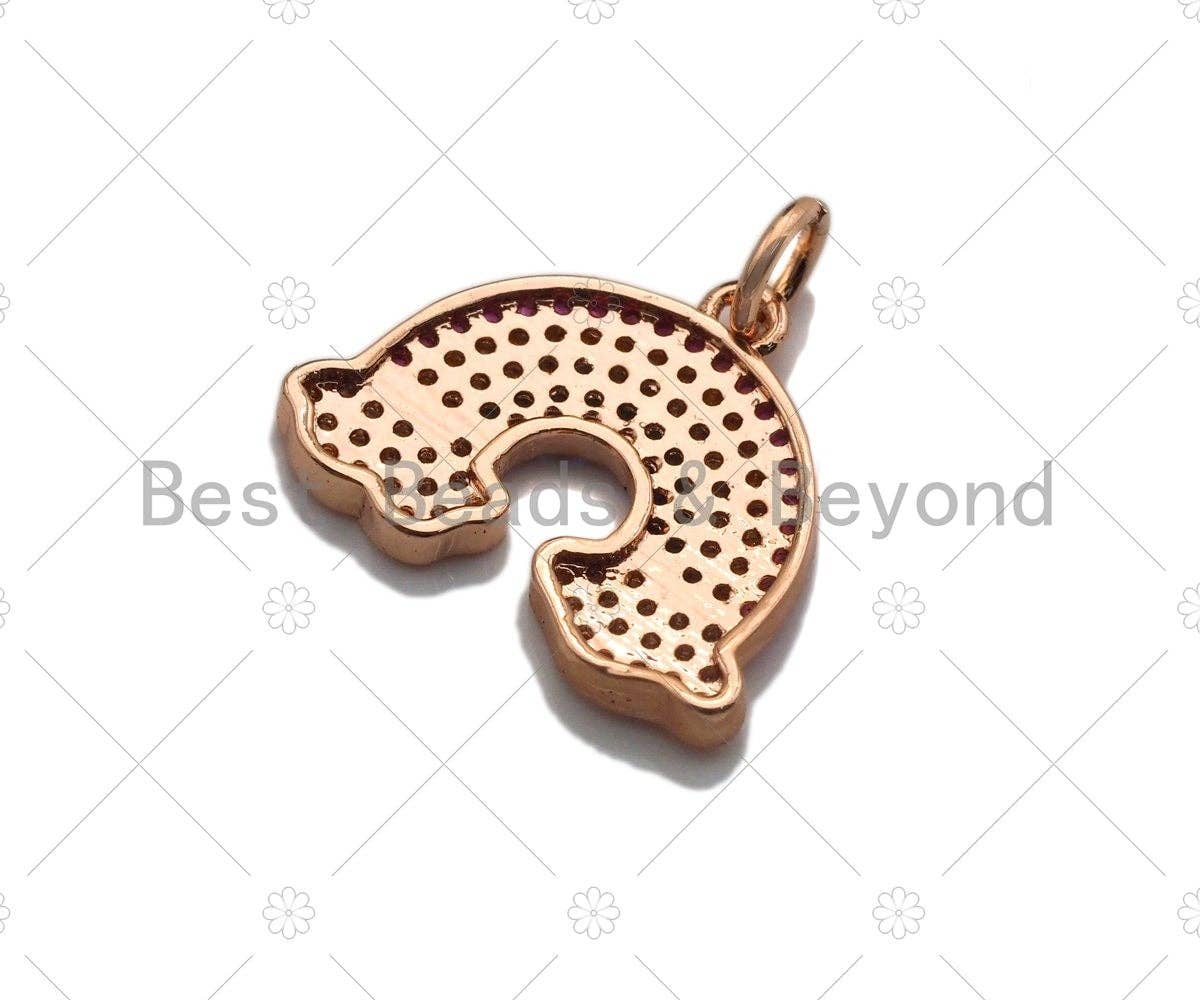 Colorful CZ Micro Pave Rainbow With Cloud Pendant/Charm,Rainbow Cubic Zirconia Pendant, Silver/Gold /Rose Gold/Black Tone,15x18mm,Sku#F1170