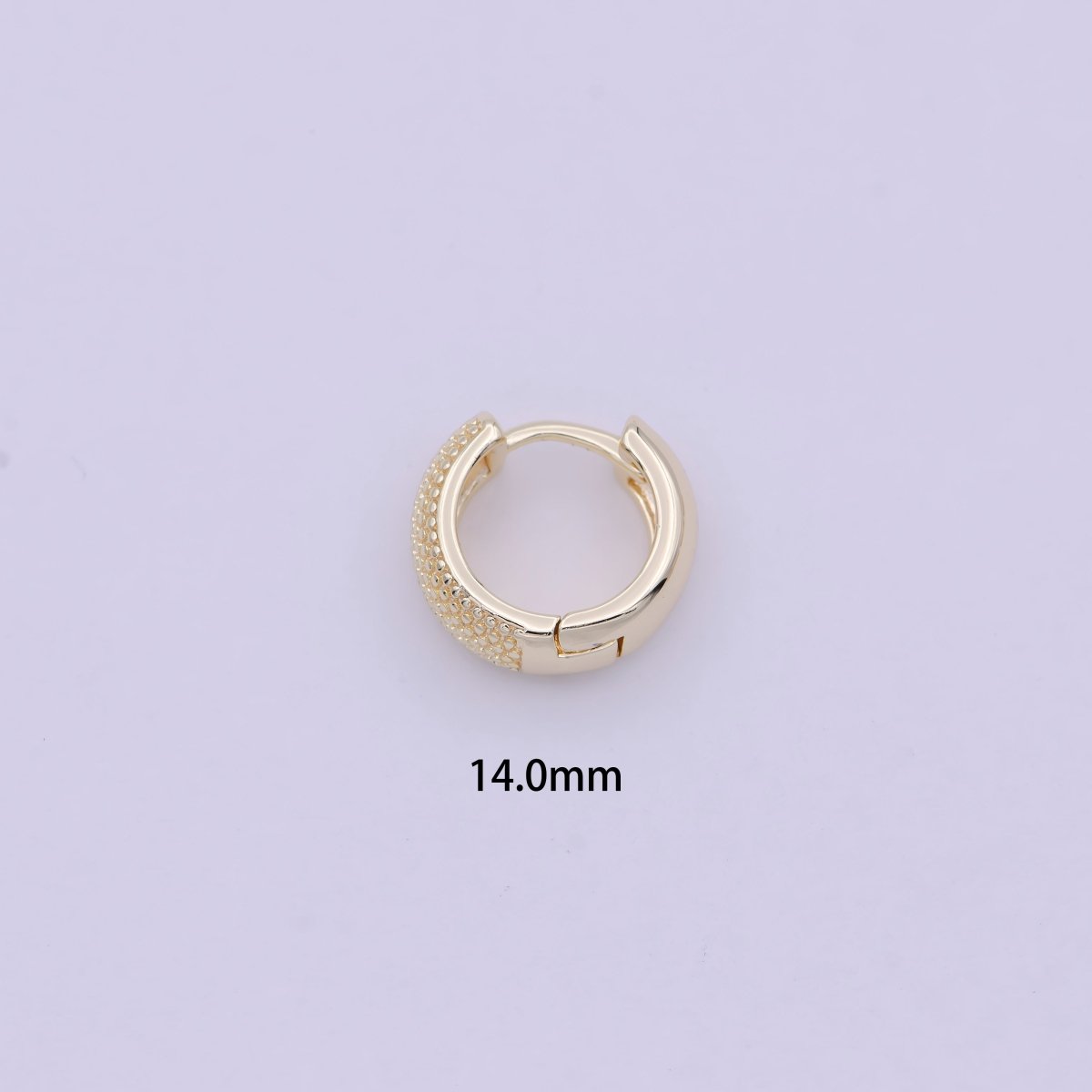 16K Gold Filled Bead Textured 10mm, 13mm, 14mm Hoop Huggie Earring T-265 ~ T-267