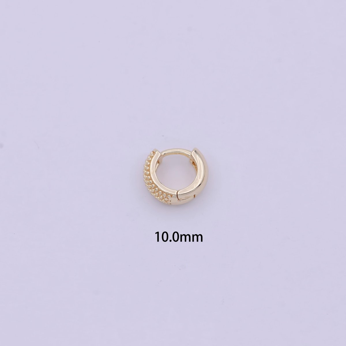 16K Gold Filled Bead Textured 10mm, 13mm, 14mm Hoop Huggie Earring T-265 ~ T-267