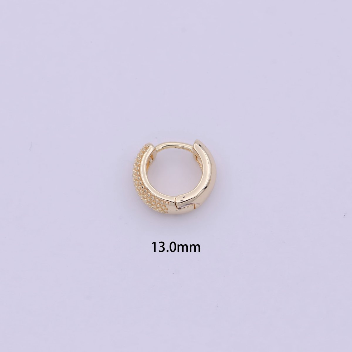 16K Gold Filled Bead Textured 10mm, 13mm, 14mm Hoop Huggie Earring T-265 ~ T-267