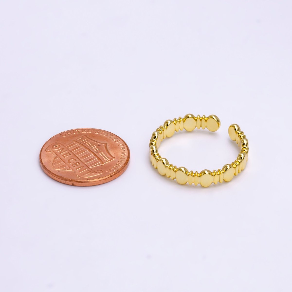 16K Gold Filled Geometric Abstract Band Ring, Minimalist Oval Stacking Ring, Shiny Statement Adjustable Ring U-428