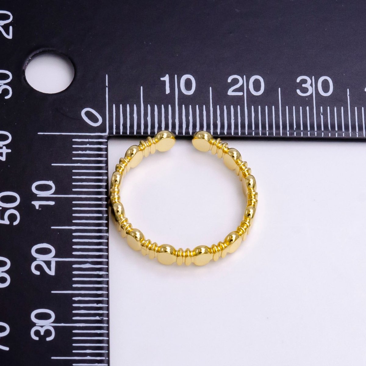 16K Gold Filled Geometric Abstract Band Ring, Minimalist Oval Stacking Ring, Shiny Statement Adjustable Ring U-428