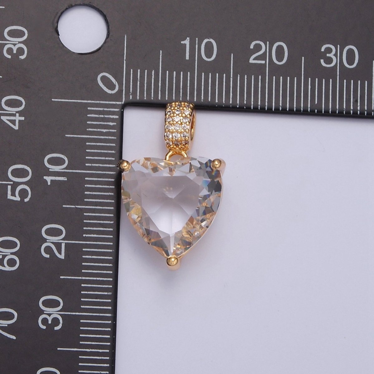 16K Gold Filled Heart Pendant, Micro Pave CZ Cubic Zirconia Love Valentine For DIY Jewelry Making I-071