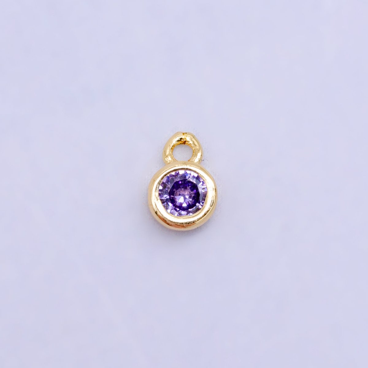 16K Gold Filled Mini Green, Clear, ETC CZ Round Charm | W141-W144