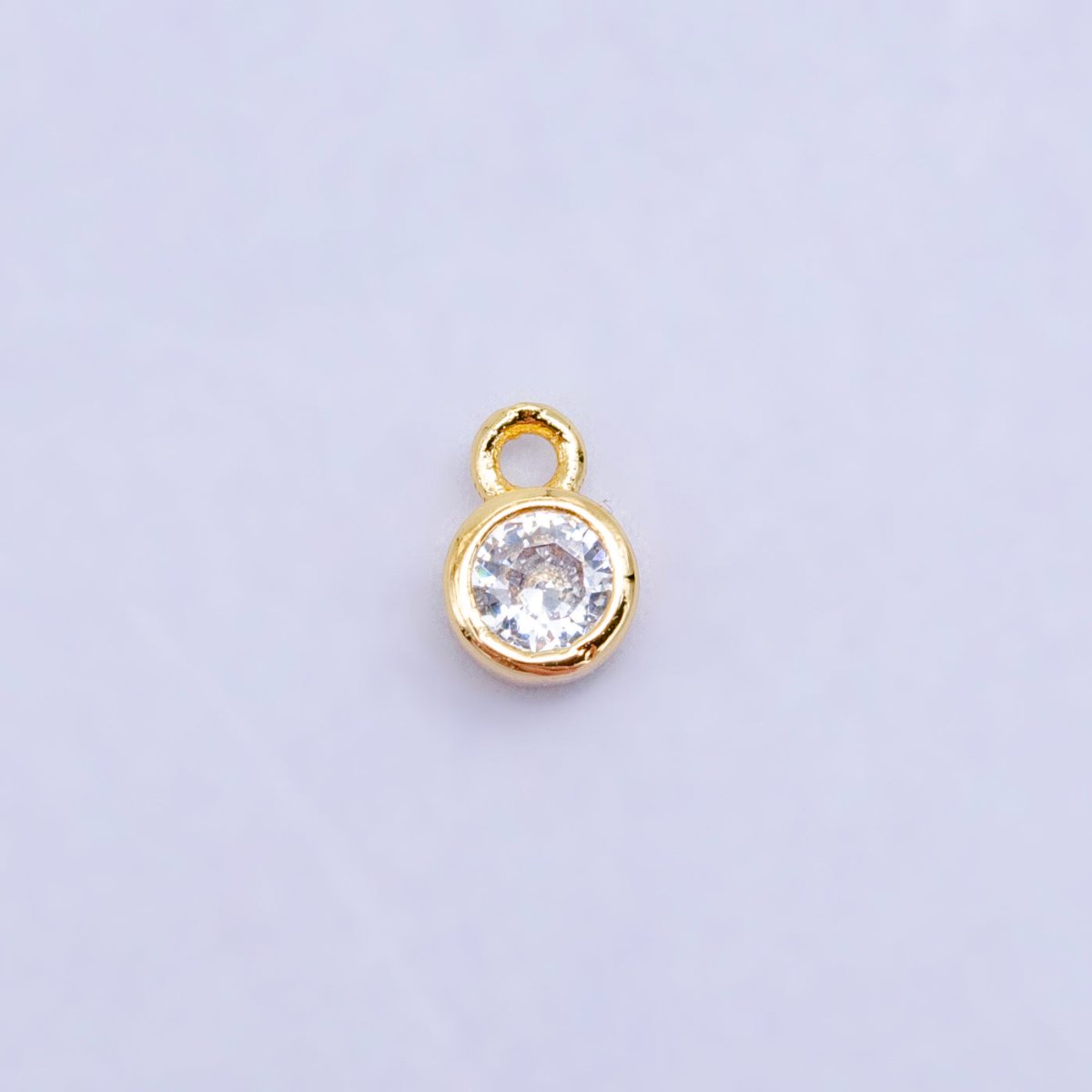 16K Gold Filled Mini Green, Clear, ETC CZ Round Charm | W141-W144