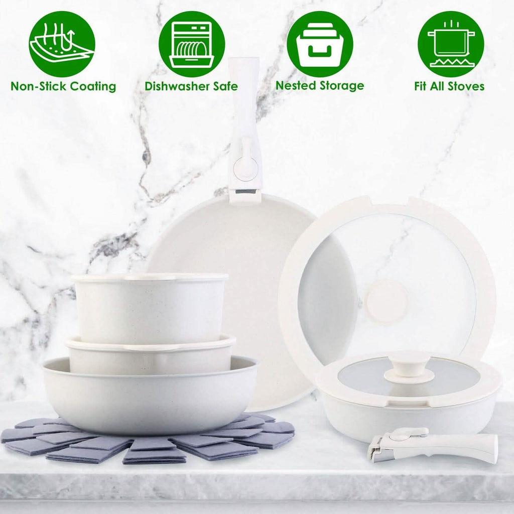 17-Pieces: Nonstick Cookware Set Induction Kitchen Pots and Pans