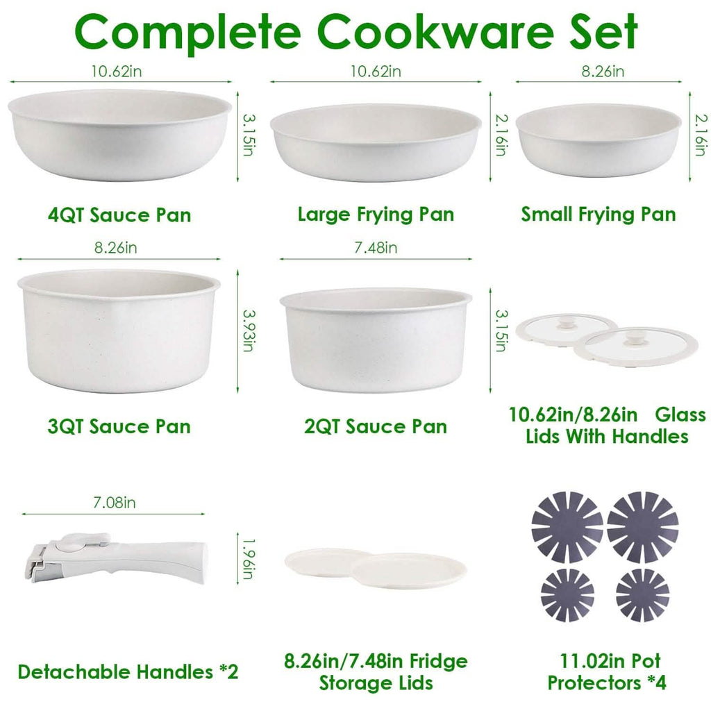 17-Pieces: Nonstick Cookware Set Induction Kitchen Pots and Pans