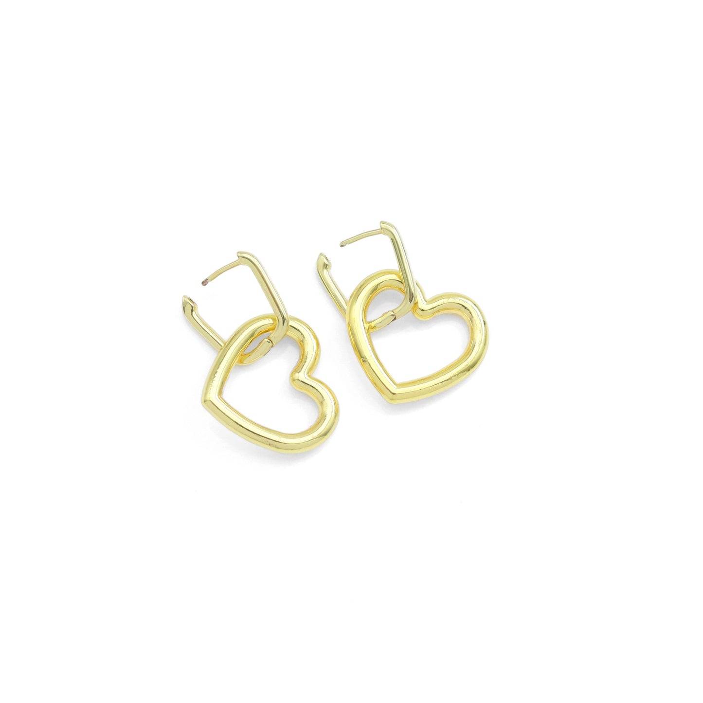 Gold Silver Dangle Heart Earrings, Sku#A276