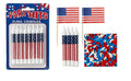Oasis Supply, All American Bundle - 8-Pack Patriotic Birthday Candles, 6 USA! Food Flag Picks, & 4oz Red, White, & Blue Sprinkles