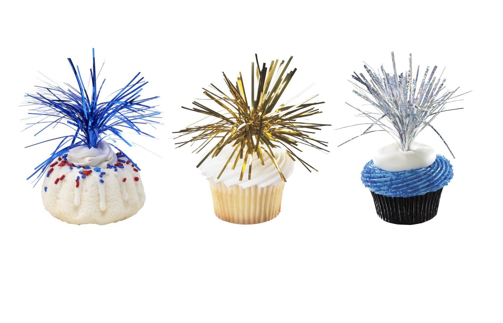 Oasis Supply, USA Cake Decorating Bundle - Includes 24 Firewwork Food Picks, 12 USA! Food Flag Picks, & 4oz Edible Red, White, & Blue Sprinkle