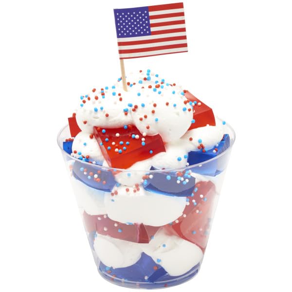 Oasis Supply, USA Cake Decorating Bundle - Includes 24 Firewwork Food Picks, 12 USA! Food Flag Picks, & 4oz Edible Red, White, & Blue Sprinkle