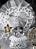 Anniversary Cake Topper - E420S-  Silver Anniversary with Bell