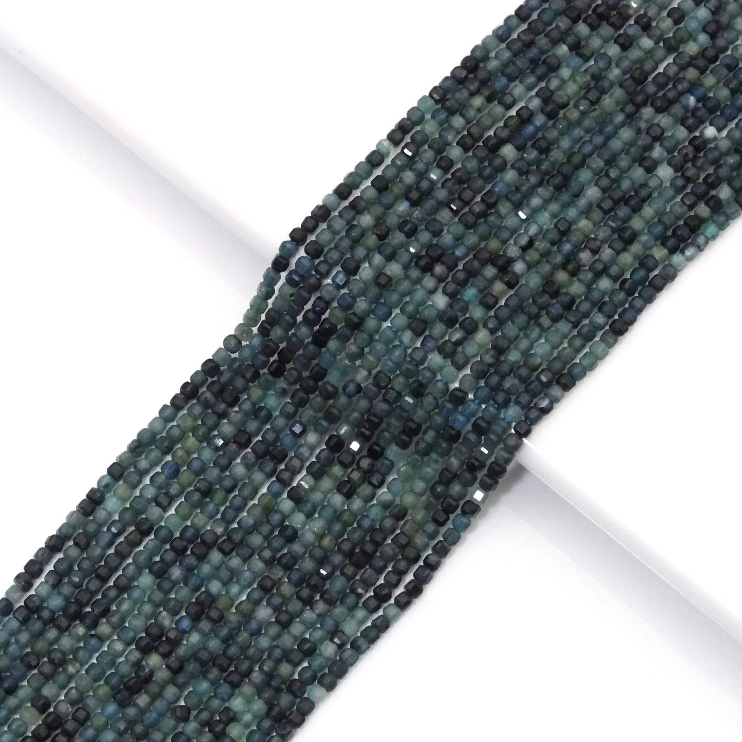 Genuine Blue Tourmaline Faceted Cube Beads, 2.5mm, Sku#U1522