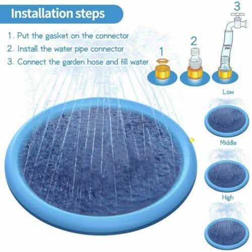 170CM Splash Play Mat Inflatable Water Toy Sprinkler Pad Kid Toddler Dog
