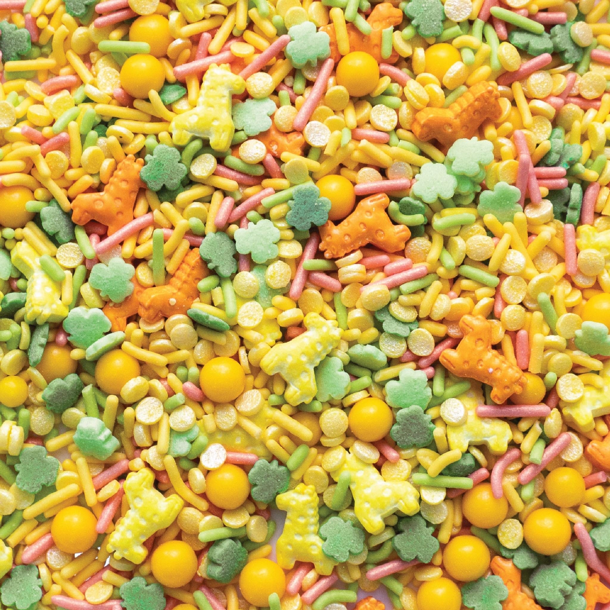 Oasis Supply Baby Shower Sprinkles & Sugar Shapes. Edible Decorations for Cakes, Cupcakes, and Cookies. Gender Reveal, Boy, Girl, and Neutral Party Baking Decorations (Giraffes/Safari - Assorted)
