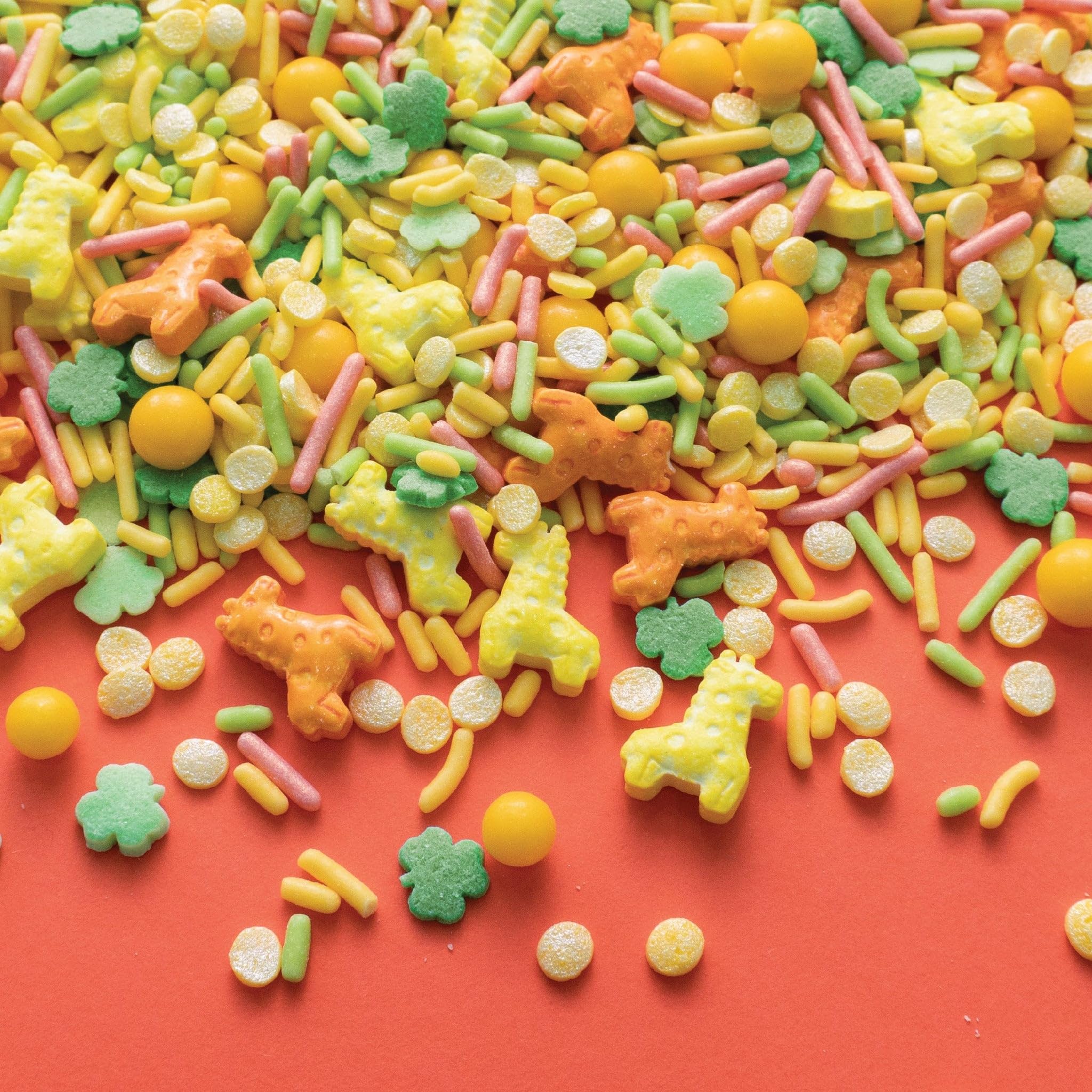 Oasis Supply Baby Shower Sprinkles & Sugar Shapes. Edible Decorations for Cakes, Cupcakes, and Cookies. Gender Reveal, Boy, Girl, and Neutral Party Baking Decorations (Giraffes/Safari - Assorted)