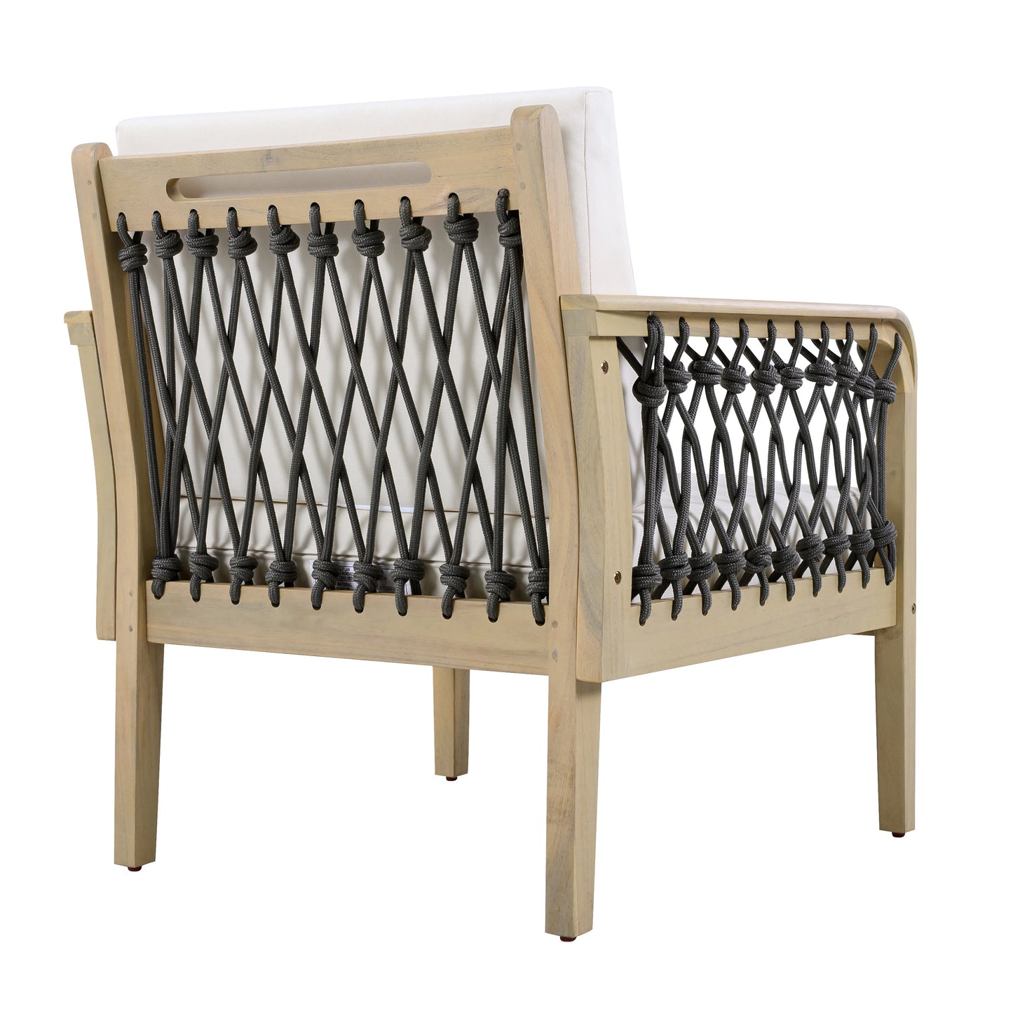 Outdoor Acacia Wood Club Chair with Handwoven Rope